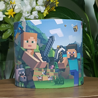 PIXELS Steve Alex Minecraft Blöcke Gaming Decke Trommel Lampenschirm 25cm/10''
