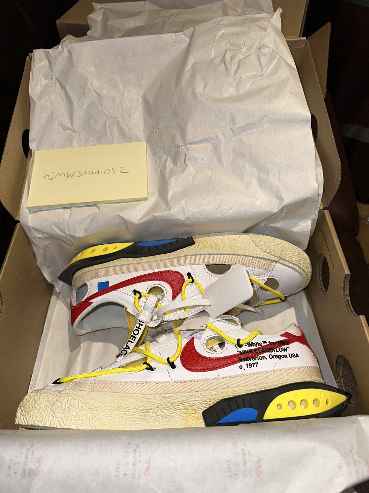 OFF WHITE X NIKE Taglia UK 6 (US 6.5) Blazer Nike basso x bianco sporco bianco università rosso✅