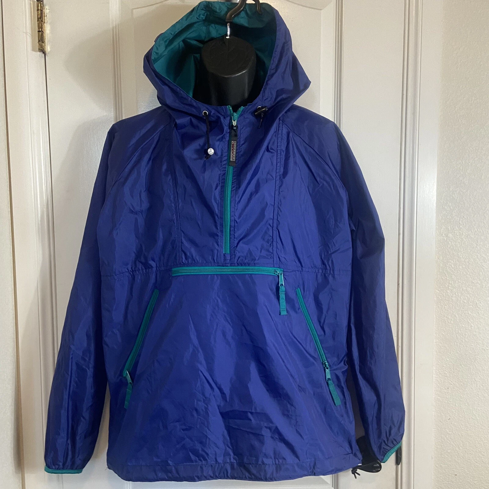 MENS/WOMENS Sz M RED LEDGE LIGHTWEIGHT WATERPROOF HOODED JACKET w/ PACK, Navy