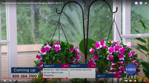 Improvements Faux Azalea Flower Hanging Basket - Set of 2 Pink. - Picture 3 of 20