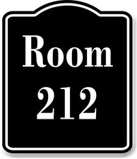 Room 212 Number Building BLACK Aluminum Composite Sign