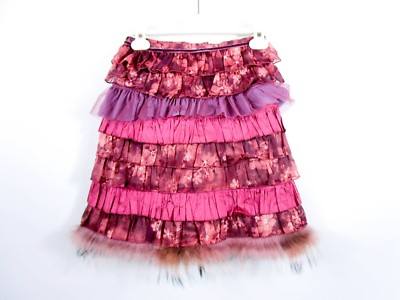 MACLEOD italienisches Design Mädchen lässig Party ausgestellt Rüschen Echtfell Rock Alter 8 BG66