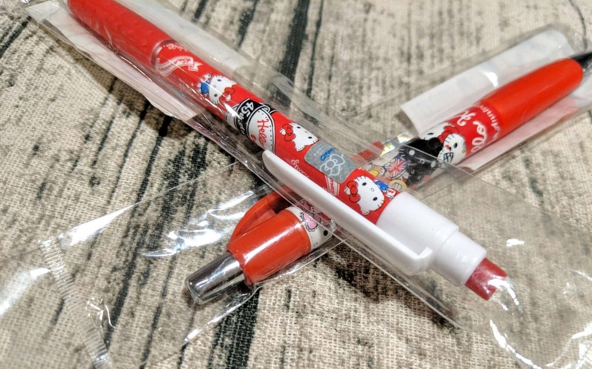 2x Hello Kitty Pens Blue Ink + Mechanical Pencil Sanrio Characters