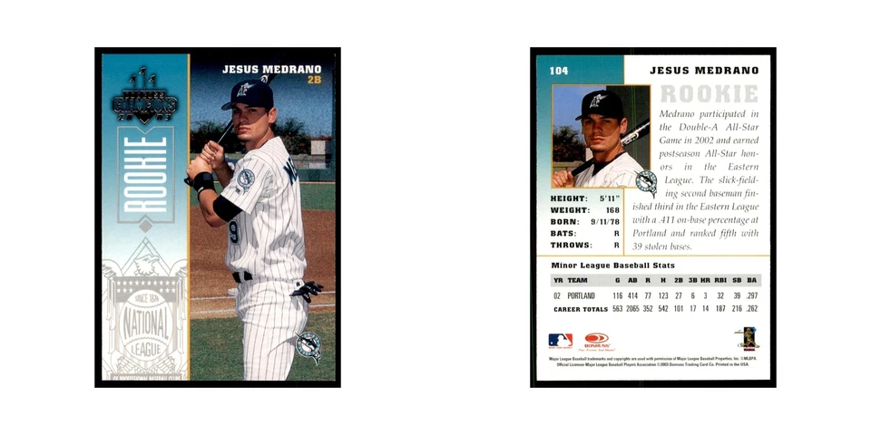 2003 Donruss Champions Jesus Medrano Baseball Cards #104 - Image 3 of 3