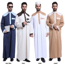 Saudi Men's Thobe Jubba Dishdasha Thoub Abaya Men Muslim Kaftan Arab Robe Thoub