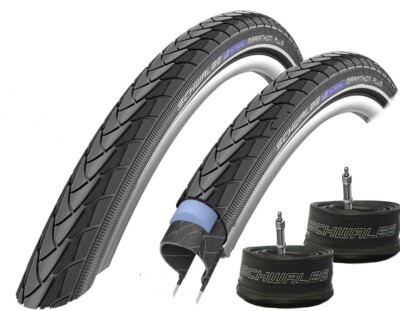 2x Fahrradreifen Schwalbe Marathon Plus 37-622 (28 x 1.40) + 2x DV17 Schlauch