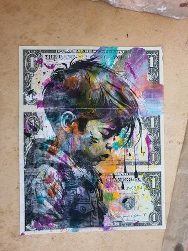 Wolfi Waeger Money Art Real Dollars 1/1 -*Hidden Tears* SEE VIDEO A27 - Picture 2 of 9