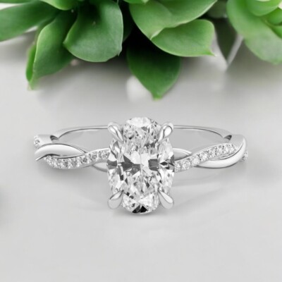 IGI Lab Grown 1,40 ct Ovalschliff Diamant Verlobungsring PT950 Platin