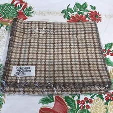 NEW OLD STOCK Vintage Amana Woolen Mills Brown Plaid Wool Scarf