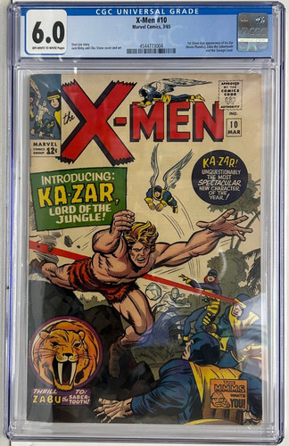 X-MEN #10 CGC 6.0 Marvel 1965 1st App KA-ZAR & ZABU Stan Lee Jack Kirby