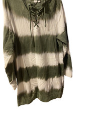 Gap Womens Tie Dye Sweatshirt Dress Large NWOT Green, Gray, White, tie neckline