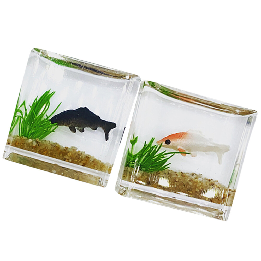 2 Pcs Artificial Decor Carp Tank Tiny Fish Ornament Miniature