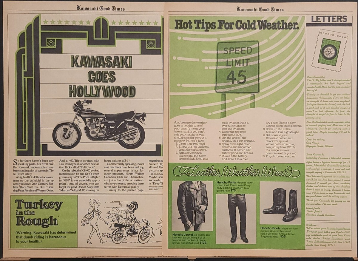 1976 Kawasaki 4p Print article Z1 Yamaha MX250B vs Kawasaki KX250A