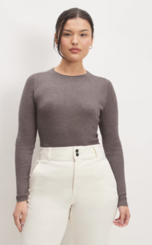 Everlane Ultrafine Merino Wool Sweater Top XS Heather Cocoa - Picture 1 of 6