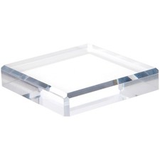 Plymor Clear Polished Acrylic Square Beveled Display Base, 5" W x 5" D x 1" H