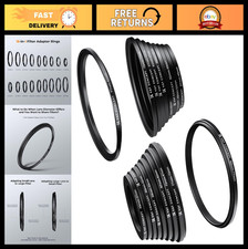 18-Piece Camera Lens Filter Adapter Set - Metal Stepping Rings Kit, Step Up  Do