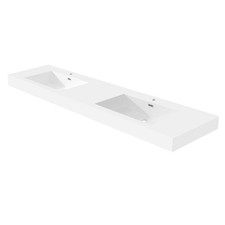 Ablitas 84 in. Rectangular White Composite Granite Stone Console Bathroom Sink