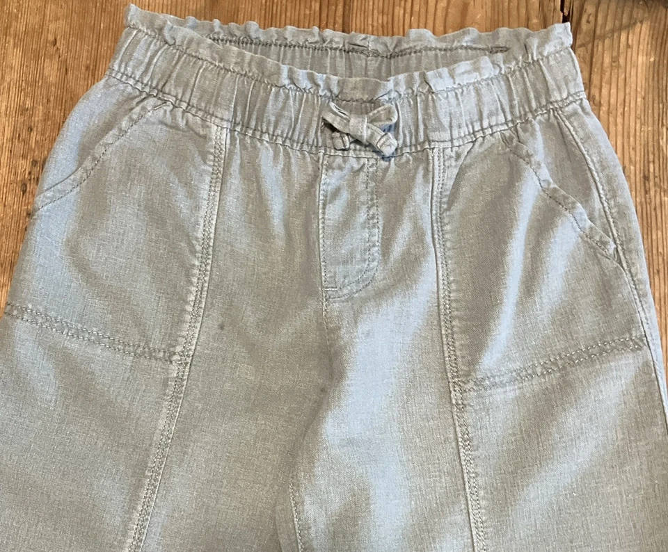 Pantalones ABERCROMBKE KIDS Talla 9-10 Niñas Verde Oliva Cintura Elástica Mezcla Lino Foto 3 de 4