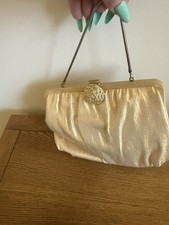 Vintage Gold Clutch Purse With Clasp, Chain and coin purse