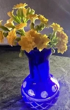 Imperial Estate Crystal  Vase Cobalt Blue Flowers Home Decor Vintage