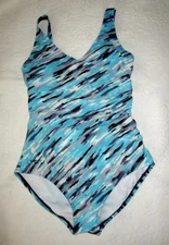 SPEEDO ONE-PIECE AQUA, BLACK & WHITE SWIMSUIT Size 6