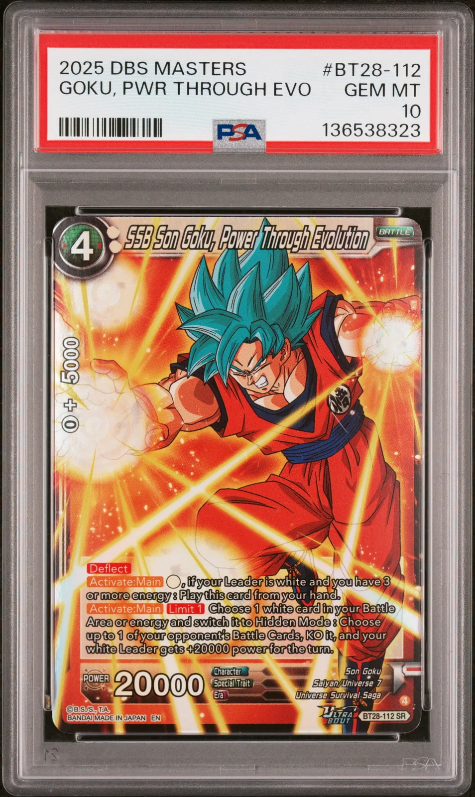 2025 Dragon Ball B28 Prismatic Clash Goku, PWR Through Evo PSA 10 #BT28-112