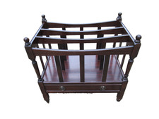 Vintage Canterbury Mahogany wooden Magazine Storage Tidy Rack with Drawer