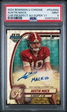 Marketplace image: 2024 Bowman U Chrome Austin Mack Superfractor Auto Mack 10 Auto #1/1 PSA 9 Mint