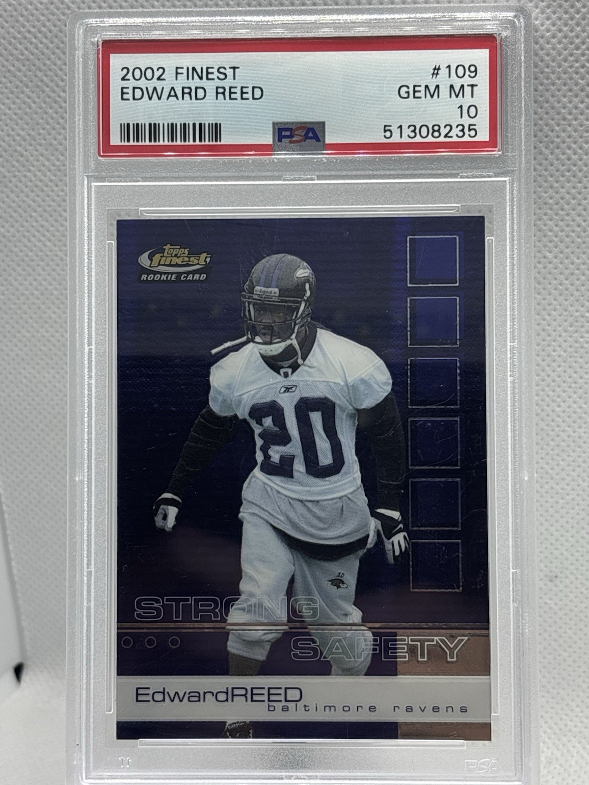 2002 Topps Finest Edward Ed Reed Rookie RC #109 PSA 10 Baltimore Ravens GEM MINT