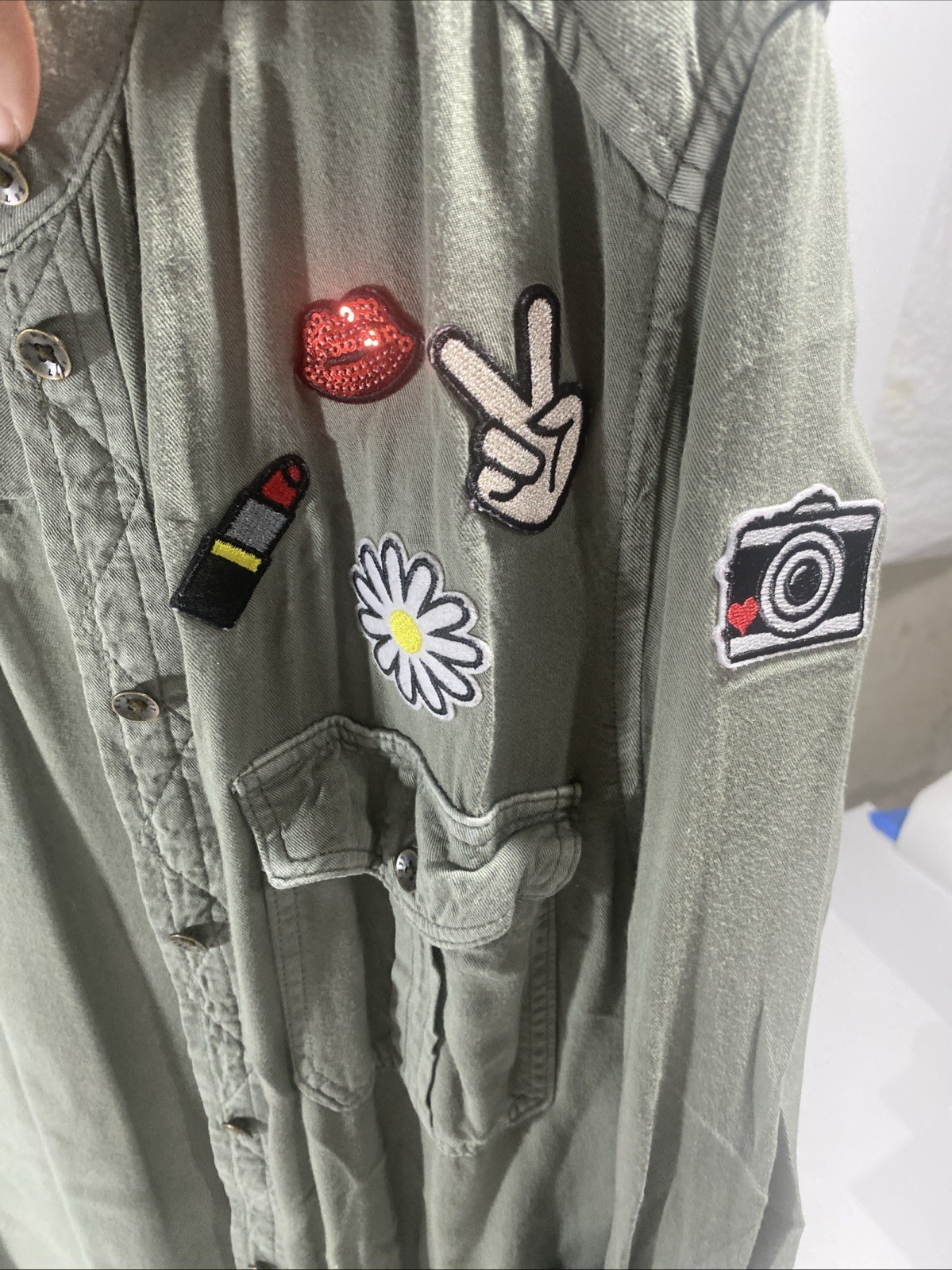 American Eagle Casual Button Down Patch Vintage L… - image 3