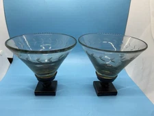 Jan Barboglio Artisan Iron Glass Chalice Goblet Bowl 5 1/2” Set Of 2