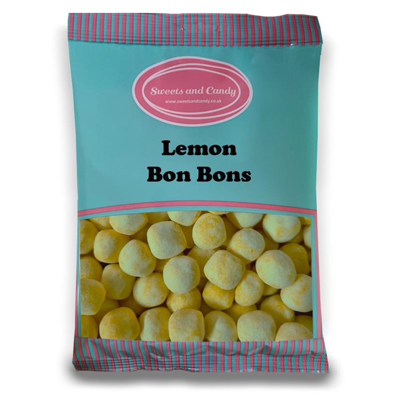 Lemon Bon Bons 1Kg - Chewy Lemon Bon Bons - 1 Kilo Bulk Bag - Retro Chewy Sweets