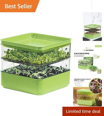 Two-Tier Stackable Seed Sprouter Kit - Soil-Free Indoor Microgreens Grower