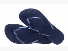 Havaianas Brazilian Flip Flops Womens Sandals Sz 7/8 Eur 37 Navy Blue SLIM TOP