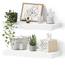 2 PCS 16 Inch White Floating Shelves Over Toilet Bathroom Wall Narrow Rack