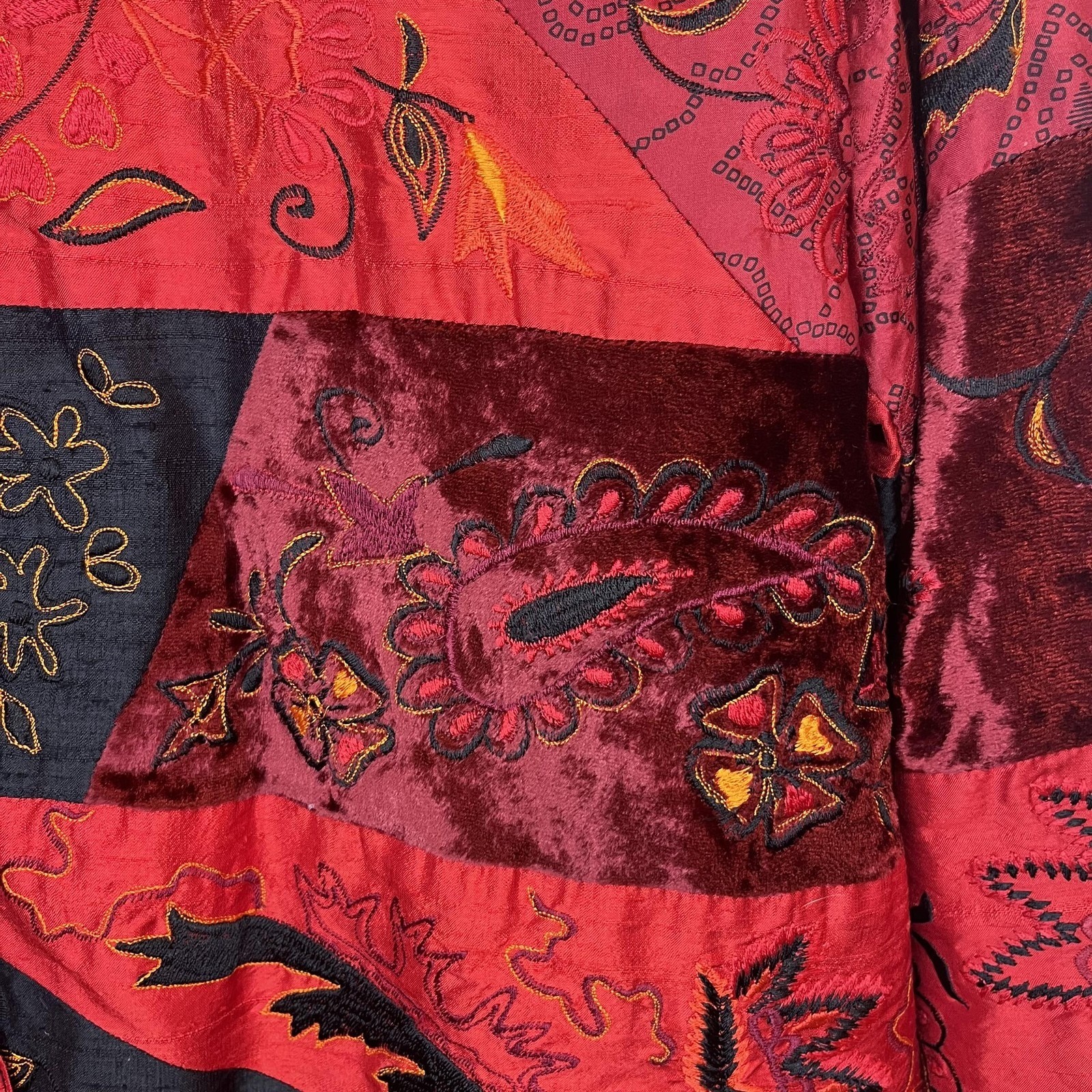 Chicos Patchwork Jacket Womens 3 Embroidered Silk… - image 7