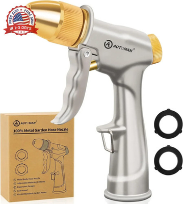 #ad AUTOMAN Garden Hose Nozzle Sprayer High Pressure 100% Metal Water Spray Nozzle $15.57