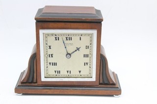 A Vintage Art Deco Mappin & Webb Mantel Clock Walnut Chrome Bezel Dial Cover