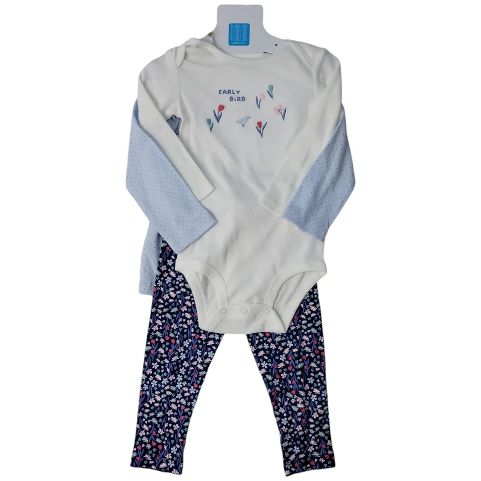 Conjunto de 3 pantalones body manga larga Carter's para niñas Foto 3 de 4