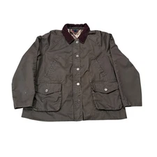 Tommy Hilfiger Jacket Mens M Green Corduroy Collar Plaid Lined Barn Field Coat