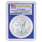 2021 (S) $1 American Silver Eagle PCGS MS69 Emergency Issue FS Flag Label Blue