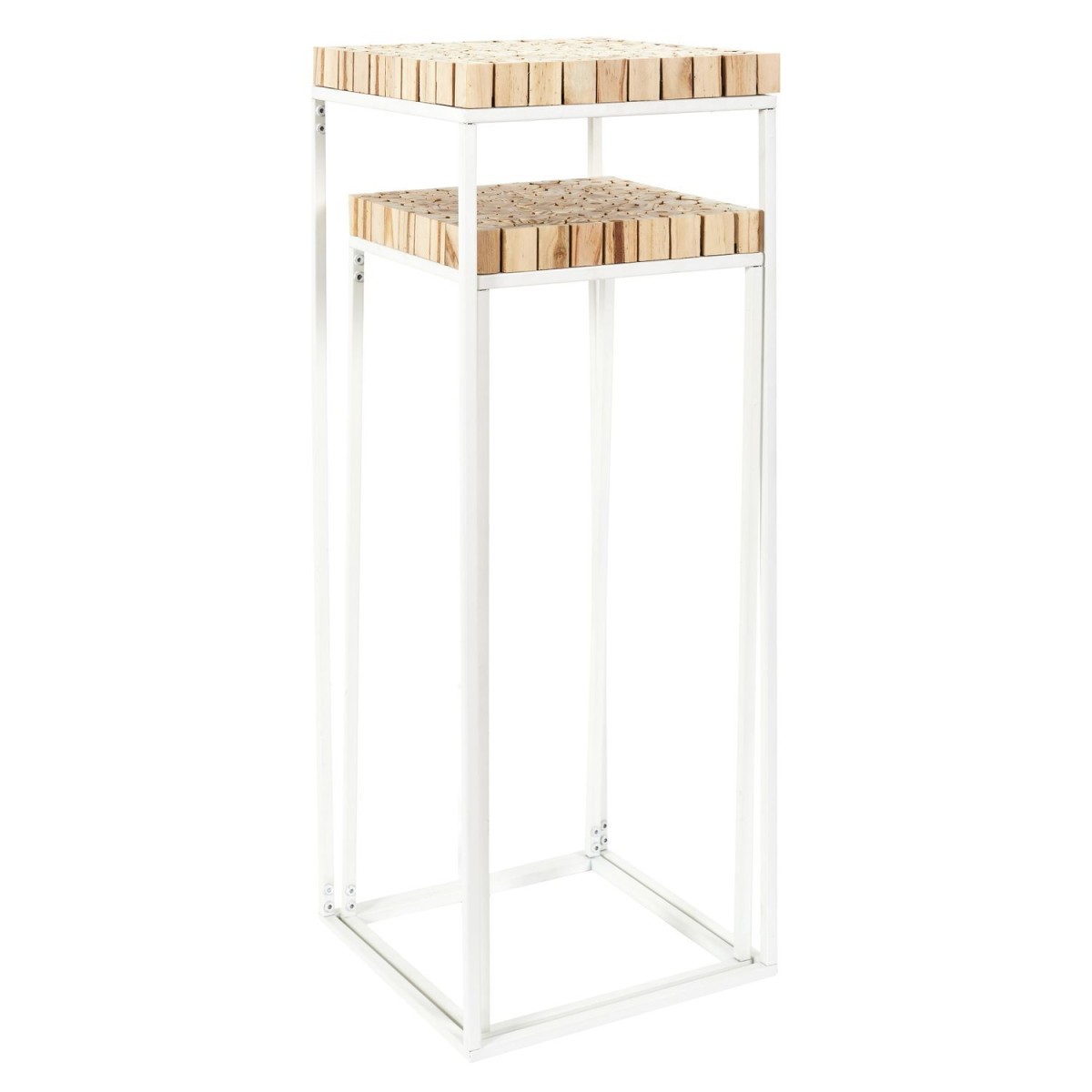 Sellettes gigognes Rondin 90cm blanc table appoint support - 4