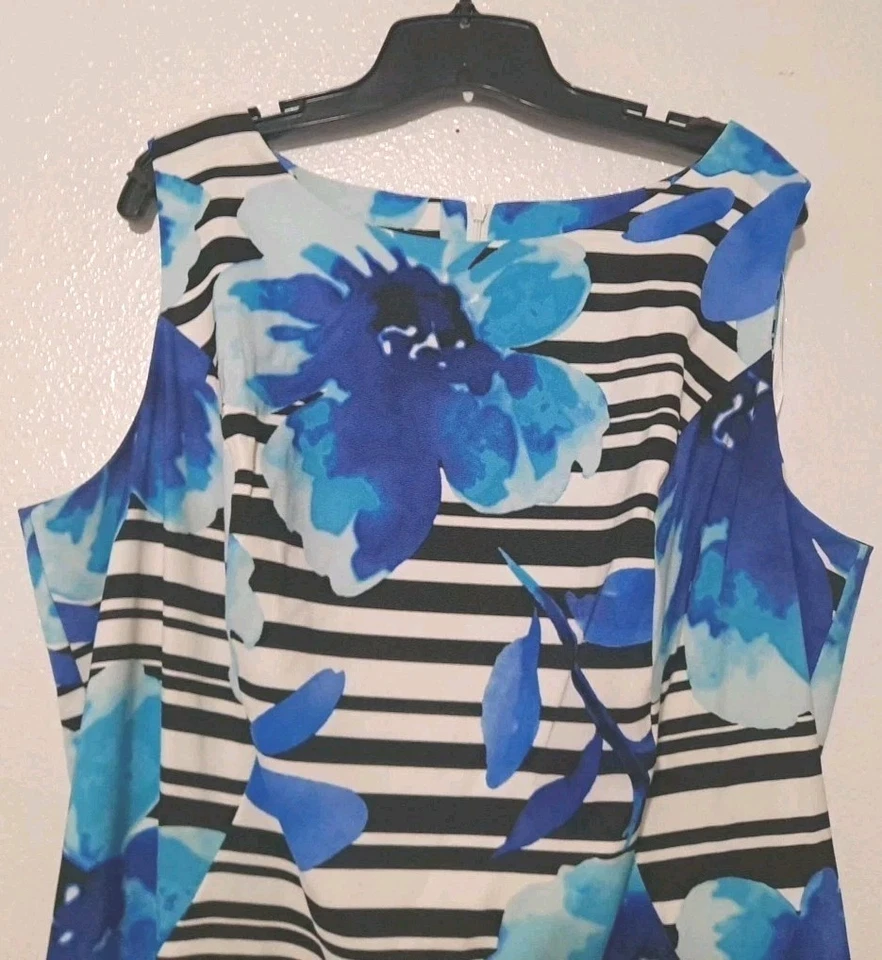 Платье миди-футляр Alyx женское размер 20 Вт разноцветное синее с цветочным узором без рукавов на молнии - Изображение 4 из 4