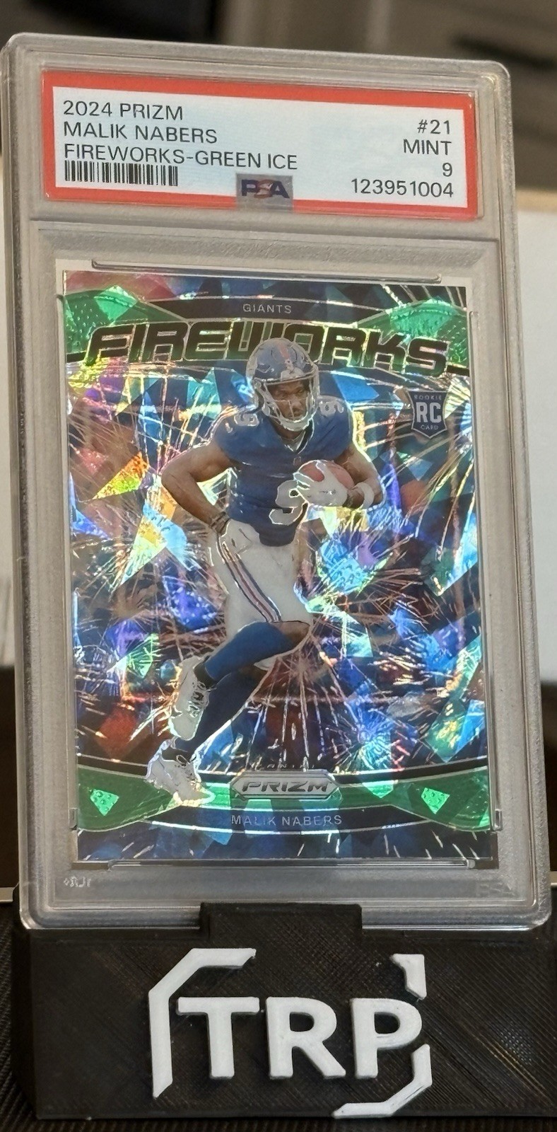 2024 PANINI PRIZM FIREWORKS GREEN ICE #21 MALIK NABERS ROOKIE RC PSA 9