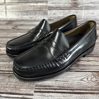 Sebago Classic Dan Beef Roll Leather Penny Loafers sz 9.5 Wide Black Handsewn