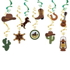 10PCS Western Cowboy Party Swirls Streamers - Western Theme Birthday Hanging ...
