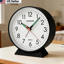 4.5 Inch Small Silent Analog Alarm Clock, Retro Battery Operated Small, Black