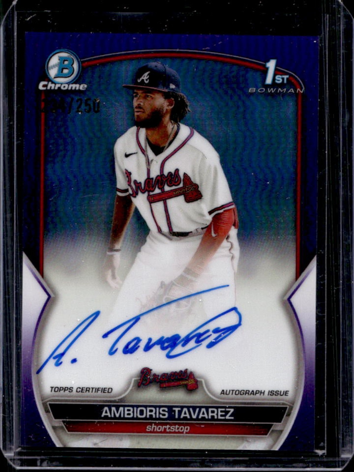 2023 Bowman Ambioris Tavarez Chrome Auto Purple Refractor 1st Prospect #/250