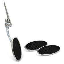 Oval Firewall Mount Gas Pedal, Lg Oval Brake  Clutch Pad  Chromed Billet