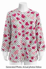 UA Scrubs Valentine Hearts Roses Polka Dot Nurse Medical Scrub Jacket XL